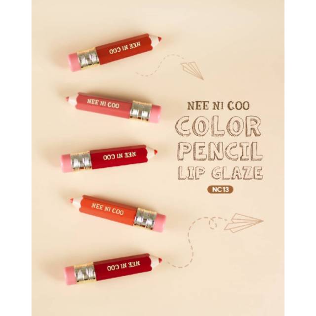 NEE NI COO Color Pencil Lip Glaze #NC13 Thailand / Nee Cara / Long Wear / Lint / Lipstick / Glossy