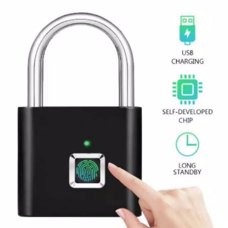 fingerprint smartlock padlock gembok kunci pintar dengan sidik jari