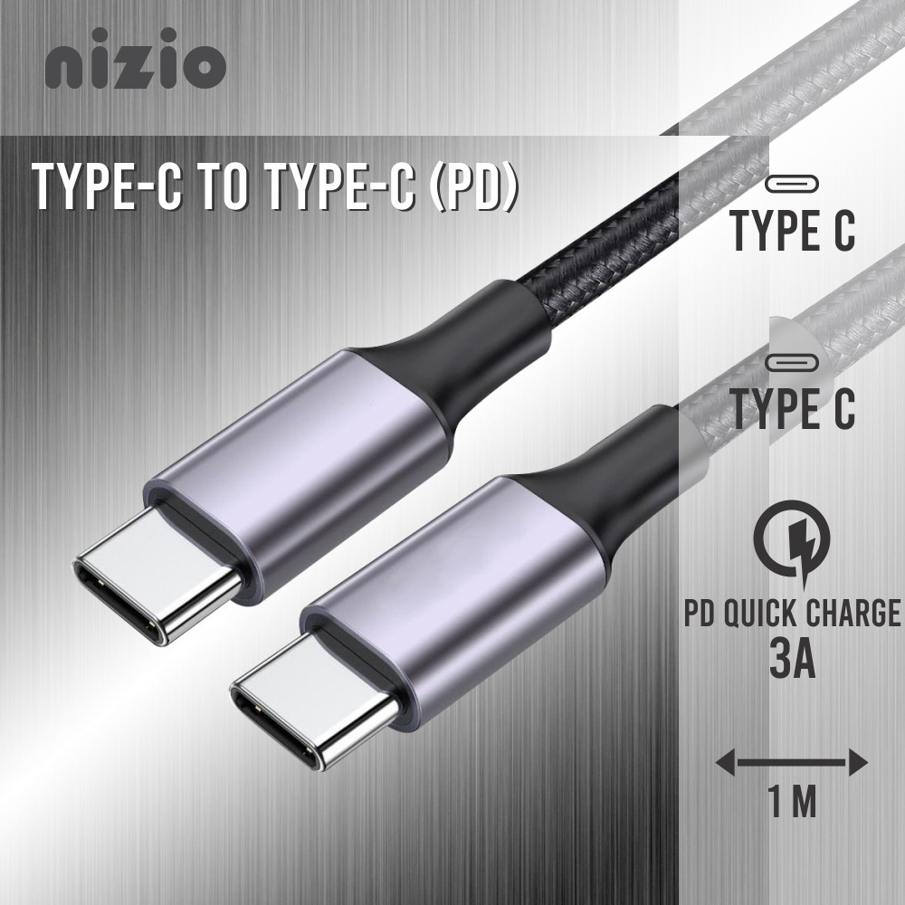 Jual Kabel Data Usb Type C To Type C For Pd Charger Fast Charging A W Meter Nizio Shopee