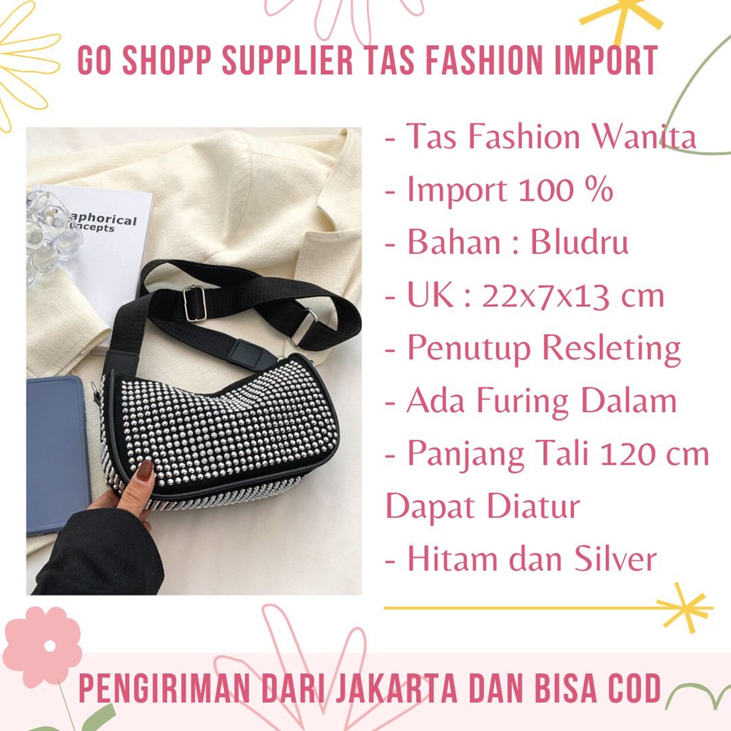 Tas Selempang Wanita Bling Bling Import - Tas Bahu Slempang Wanita Fashion Korea - Tas Pesta Wanita Terbaru Import Kekinian [SL77]