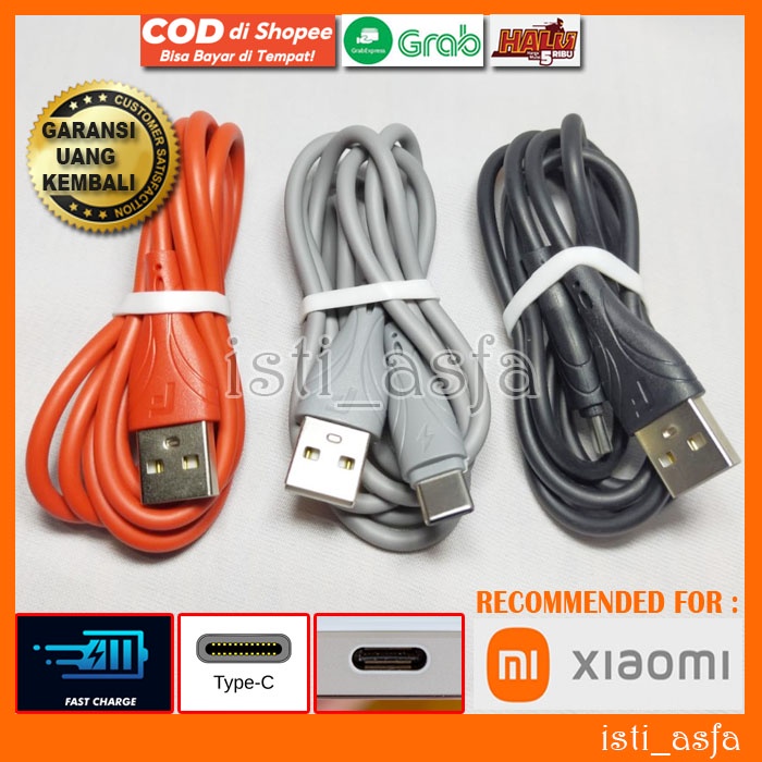 Kabel Data USB Type C untuk HP XIAOMI MI 15 14 13 12 11 10 9 PRO REDMI 15C 14C 13C 12C 10C A5 A4 A3 