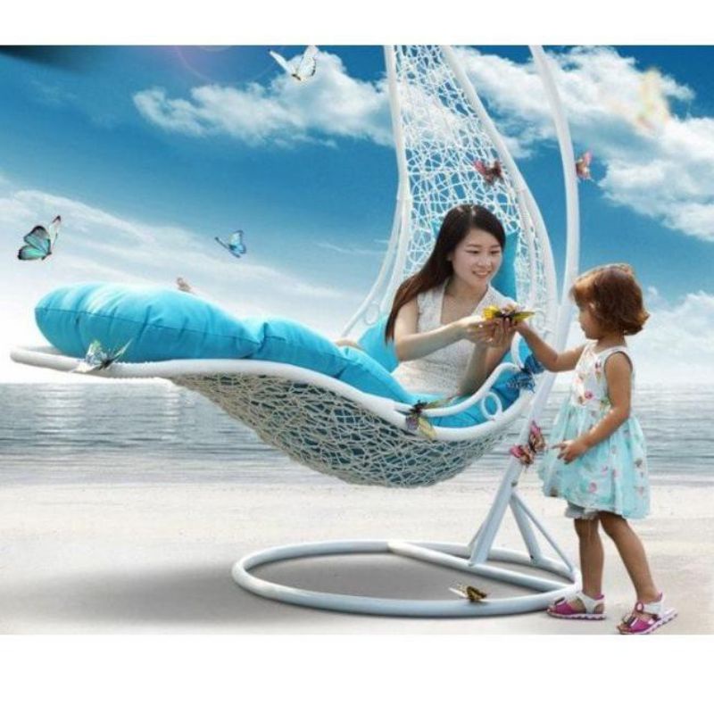 Ayunan Gantung Lonjer Brekele Rotan Sintetis Termurah Terlaris Kursi AyunanRotan Teras Taman Pantai