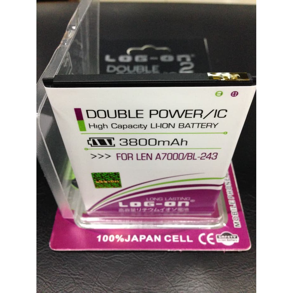 Batre Baterai Double Power Logon Log On Lenovo A7000 A7700 Plus K3 Note BL-243 BL243 BL 243