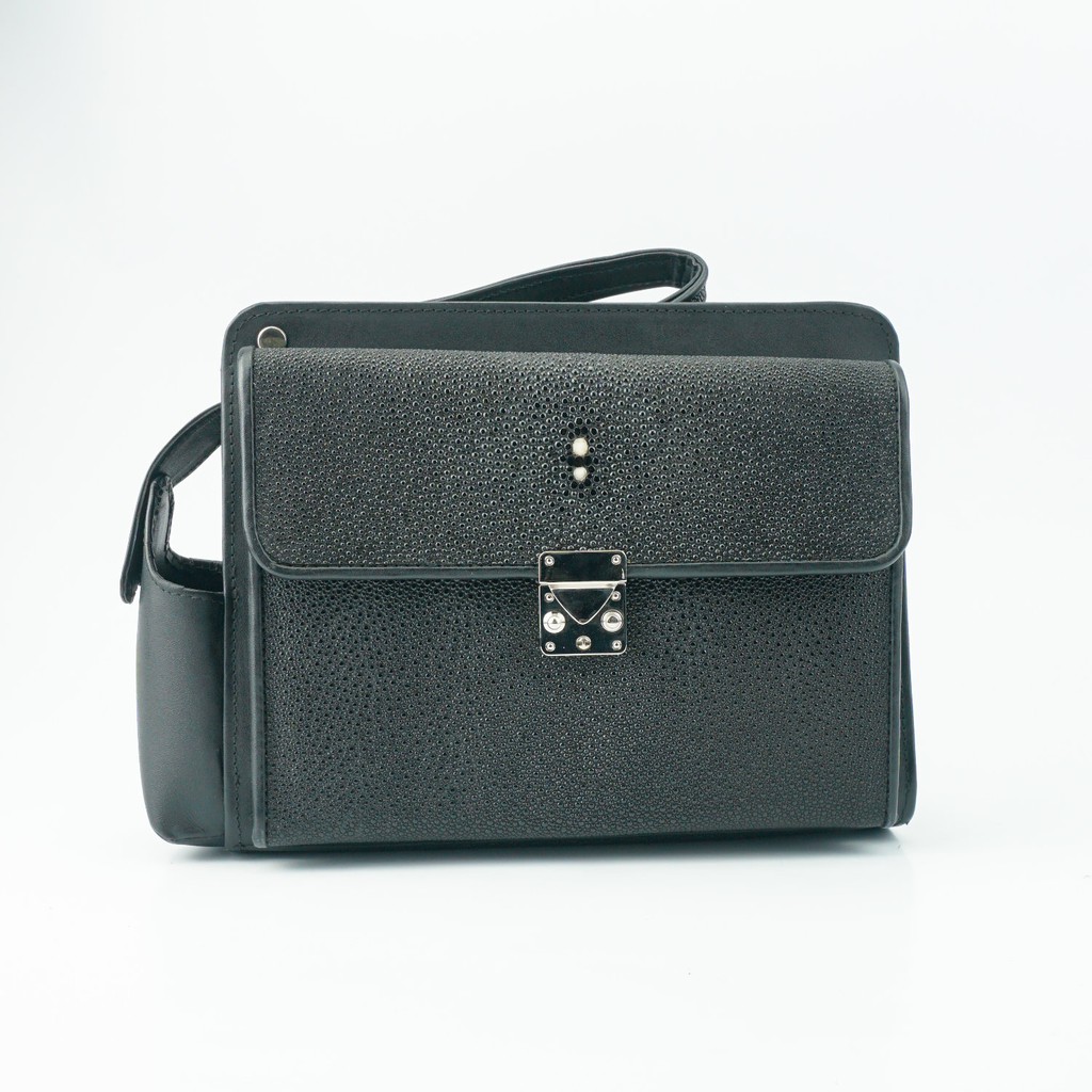 (PARRI) BARO Handbag - Tas Pria Kulit Ikan Pari - Black RG