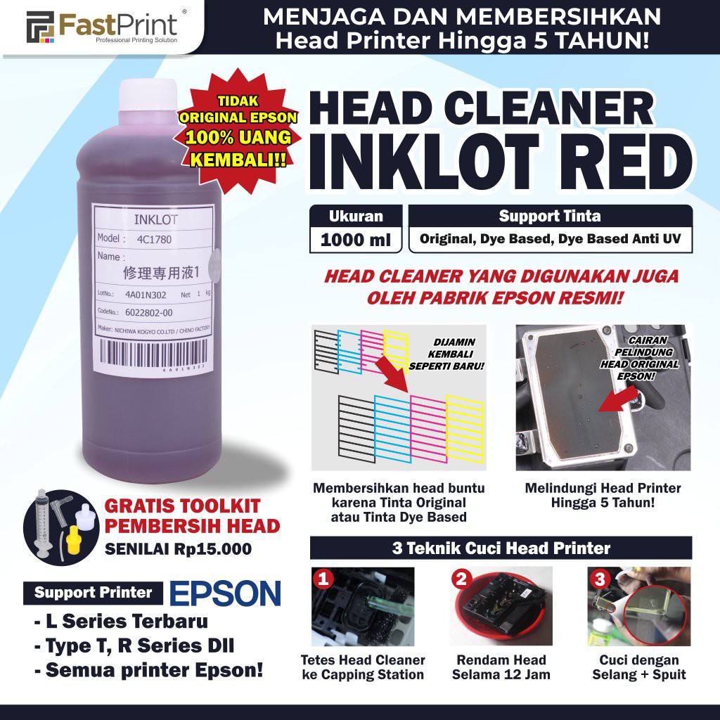 Head Cleaner Original Epson Inklot Cairan Pembersih Pelumas Head