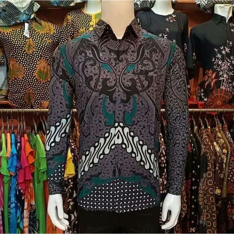 Batik Pria Lengan Panjang BATIK PEKALONGAN HITS HRB026 motif KERATONAN kode 002 SIZE M L XL XXL BSWART Aluna PCW 074