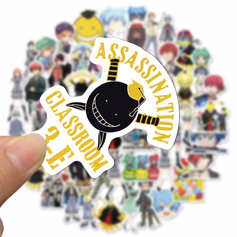 50pcs Stiker Desain Kartun Anime Assassination Classroom Anti Air Untuk Laptop