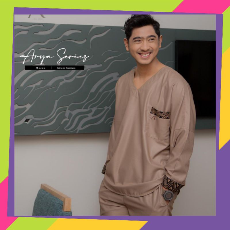One Set Saloka Series Arrafi By Arya Saloka Setelan Baju Pria Katun Nittobo Premium ORIGINAL