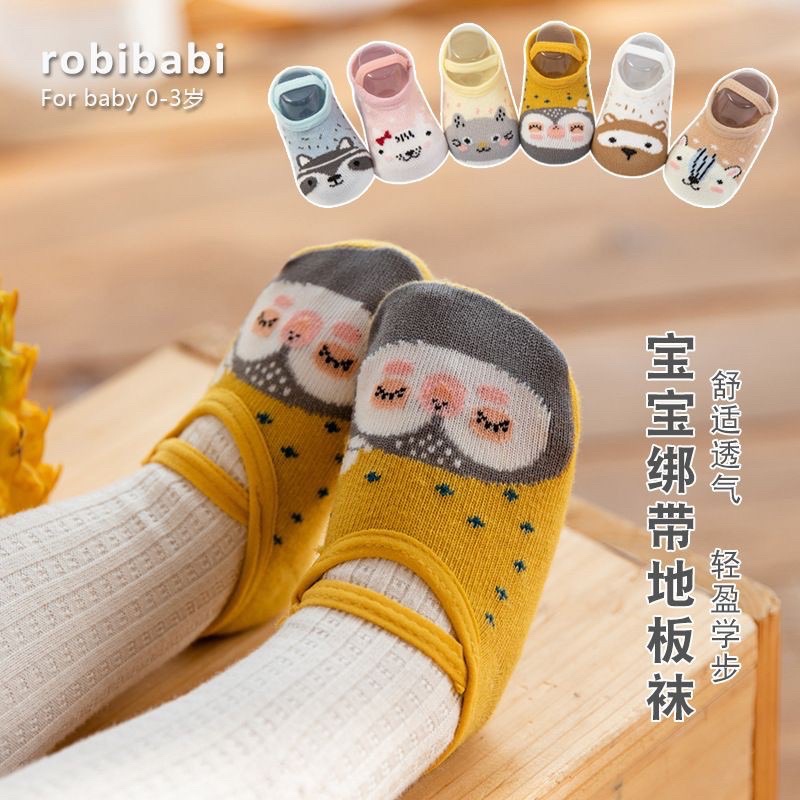 Kaos Kaki Bayi/ Kaos kaki Ankle Dengan Strap Motif Kartun Bahan katun anti selip 0-1th