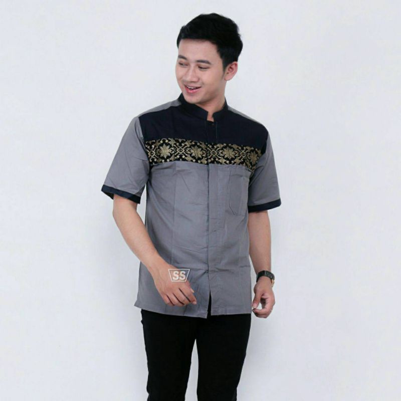 Baju Koko Kombinasi batik dan bordil