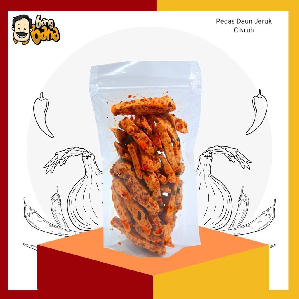 Basreng Pedas Daun Jeruk Cikruh Baso Goreng Stik Pedas Asin 100 gram Basreng Pedas-1