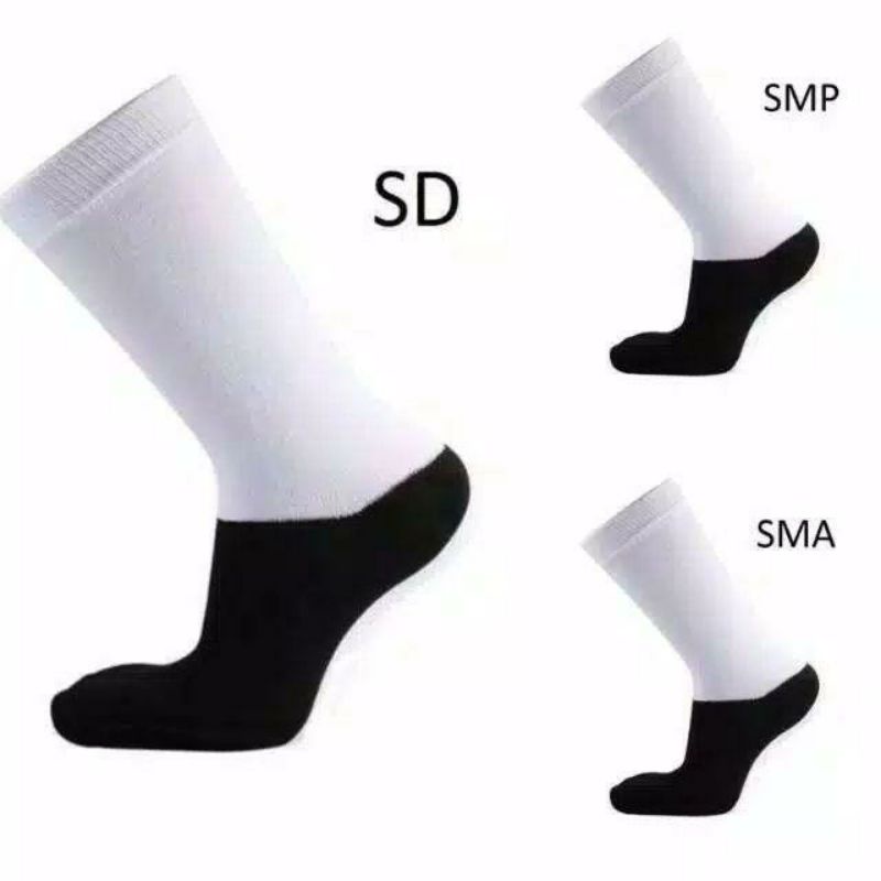 Promo Kaos Kaki Sekolah Anak Polyster tapak hitam SD SMP SMA hrg Grosir dan eceran