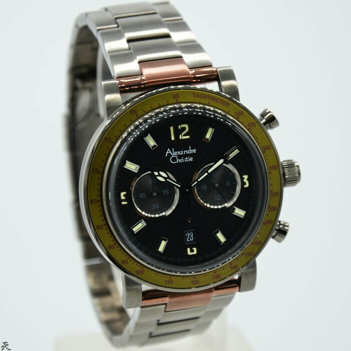 JAM TANGAN PRIA ALEXANDRE CHRISTIE AC 6478 GREY RING GREEN ORIGINAL GARANSI RESMI 1 TAHUN