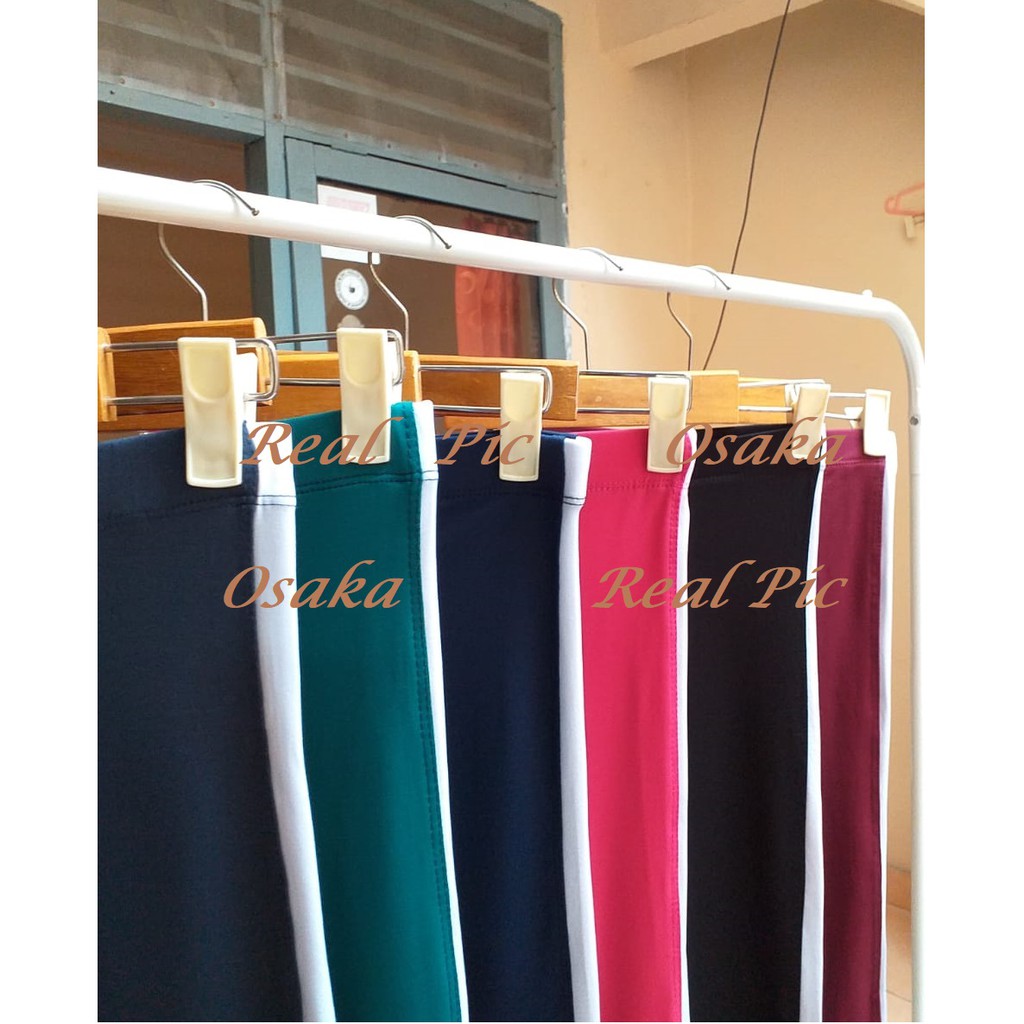S smpai JUMBO Celana Kekinian Bahan Adem List Strip Panjang dan 3/4 Wanita Korea Legging Leging Lejing Strit Sport Leggging Nagita Kore
