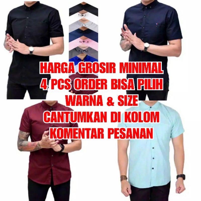 KEMEJA PRIA BOYI TOP MAN LENGAN PANJANG PENDEK KASUAL FORMAL KERJA KANTOR POLOS PUTIH HITAM WHITE