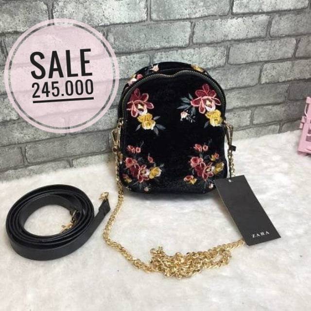 TAS ZARA VELVET MINI BACKPACK