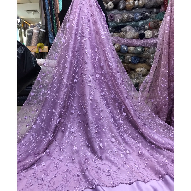 New!! Kain bahan tile akar mutiara / bahan kebaya brokat tulle,.