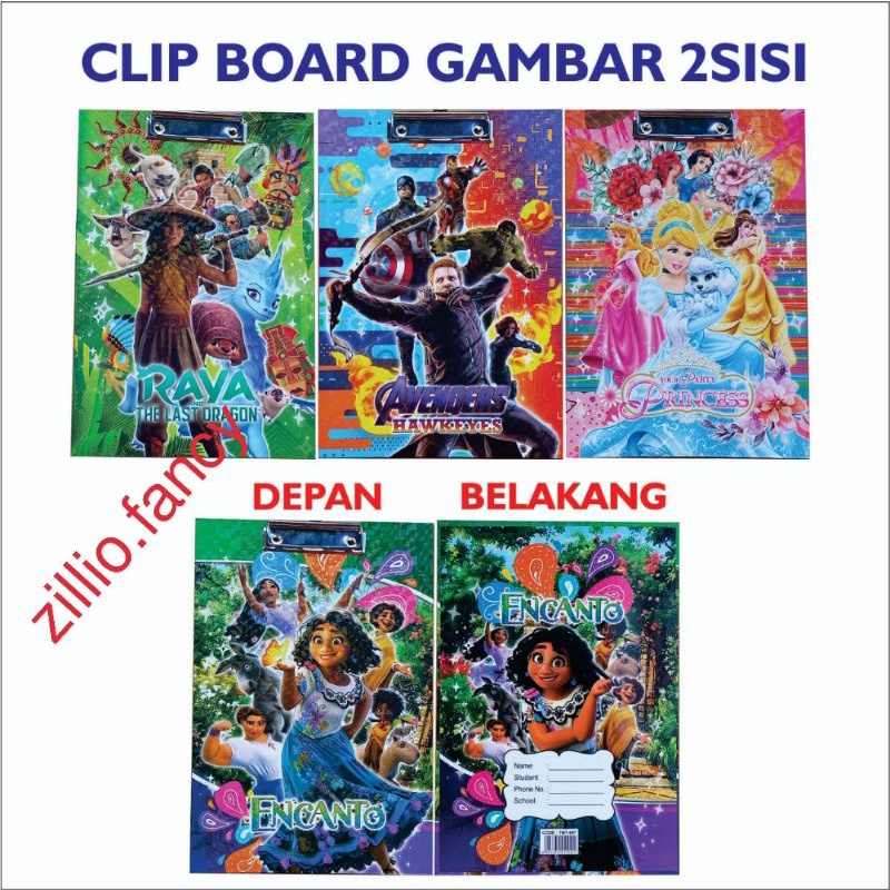CLIP BOARD GAMBAR BERHOLOGRAM KARAKTER ANAK-ANAK /PAPAN UJIAN /PAPAN JALAN