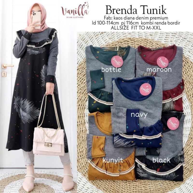 liliyus olshop BrendaTunik kaos Diana denim premium gamis mini kekinian