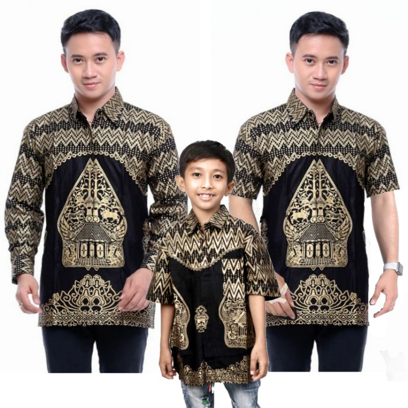 BATIK PRADA WAYANG,BAJU BATIK COUPLE KELUARGA,BAJU BATIK COUPLE AYAH ANAK,KEMEJA,BATIK ANAK COWOK