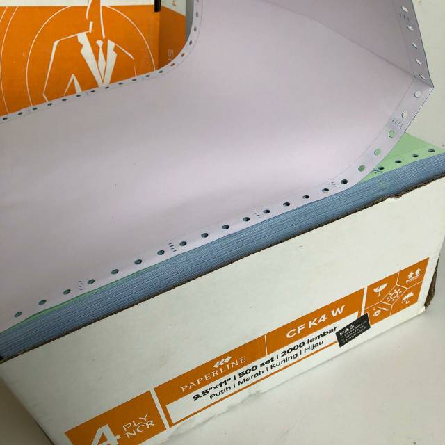 

continuous form 4 PLY warna Paperline 9.5" x 11" kertas komputer 4 PLY