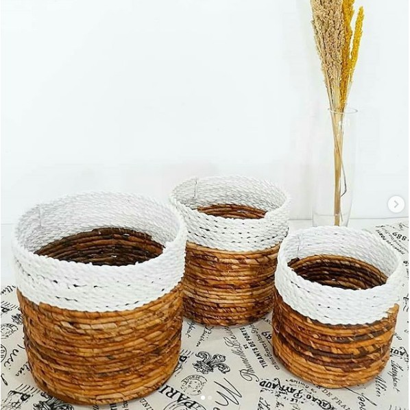 COVER POT ANYAMAN BANANA FIBERS NATURAL LOOK SET OF 3