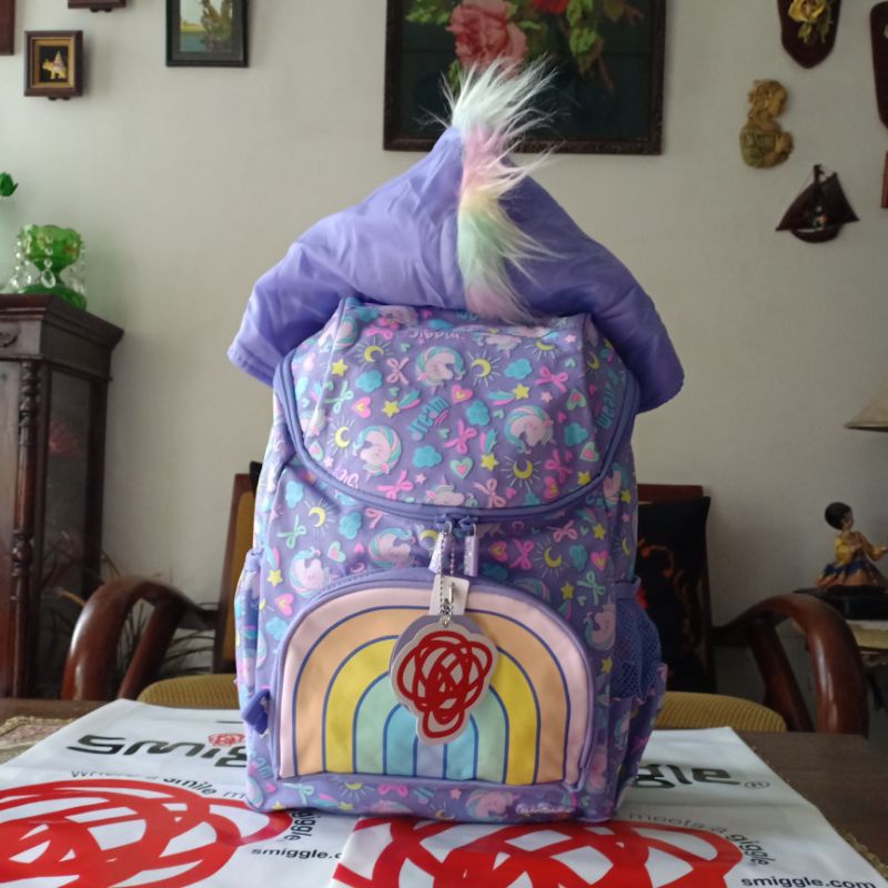 Smiggle Backpack Junior Character Hoodie Unicorn