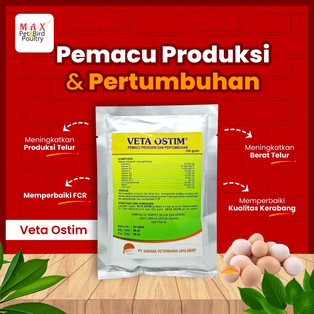 Jual VITAMIN PETELUR Veta Ostim 100 Gram vitamin ayam petelur