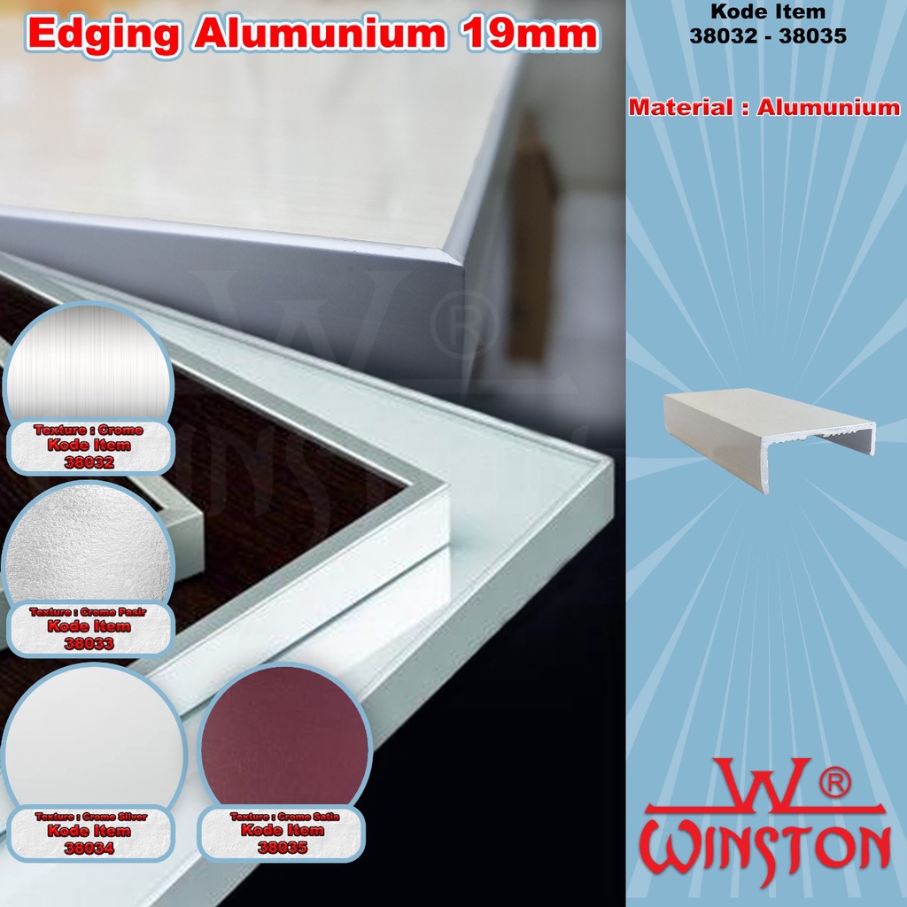 List Frame Edging Aluminium PINTU CABINET EA 100 SATIN CROME