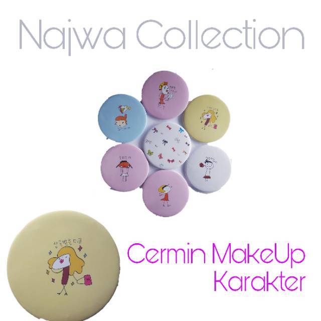 Cermin Makeup Bulat Karakter Kaca Satu Sisi