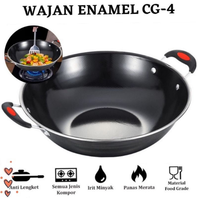 M1 Melind store Panci Enamel / Wajan Enamel / Panci Anti Lengket Kuali Pekanbaru riau