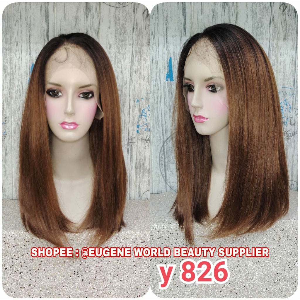 FREE PARTING WIG HALF LACE WIG FULL WIG LACE WIG WANITA PENDEK BOB PIRANG WIG KOREA NATURAL Y826