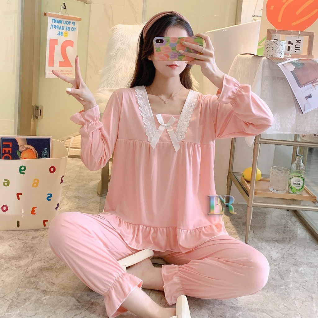 BAJU TIDUR WANITA LENGAN PANJANG CELANA PANJANG PIYAMA IMPORT PAJAMAS FIT TO SIZE M L XL XXL