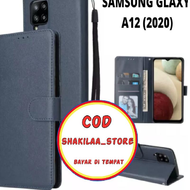 CASE FLIP CASE KULIT FOR SAMSUNG GALAXY A12 2020 - CASING DOMPET-FLIP COVER LEATHER-SARUNG HP .,