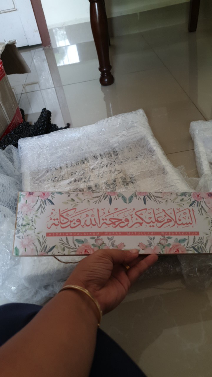 Hiasan Poster Papan Assalamualaikum Arab Shabby Pink