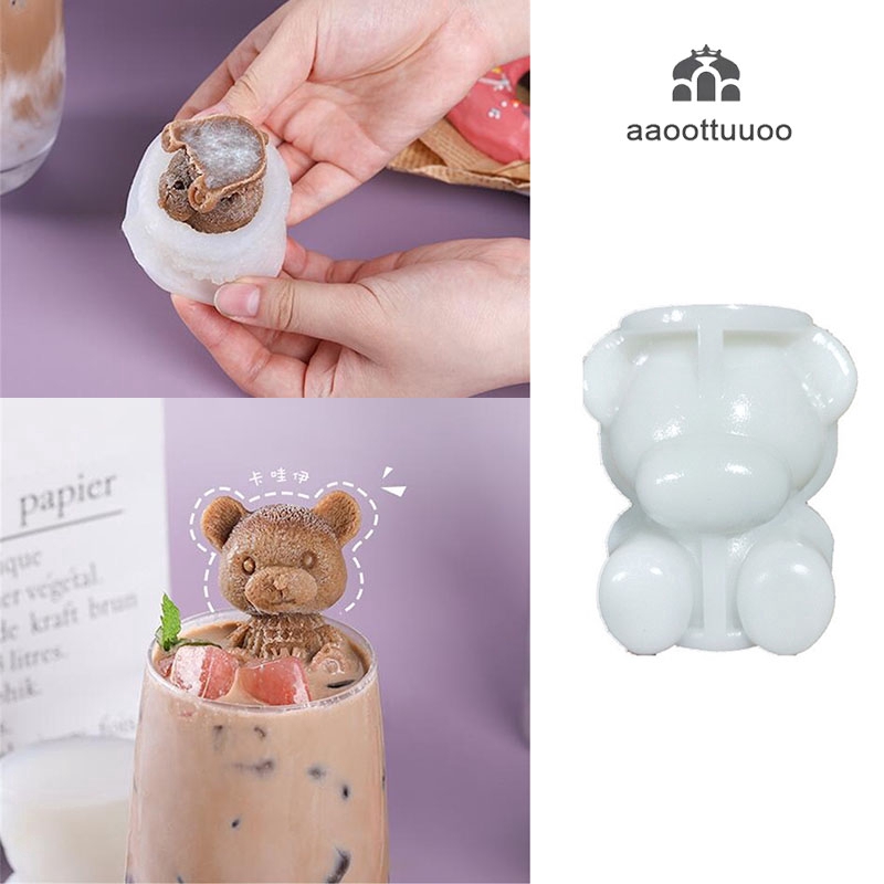 3D Bear Ice Cube Mold Silicone Cute Creative Coffee Milk Tea Ice Cube Mold