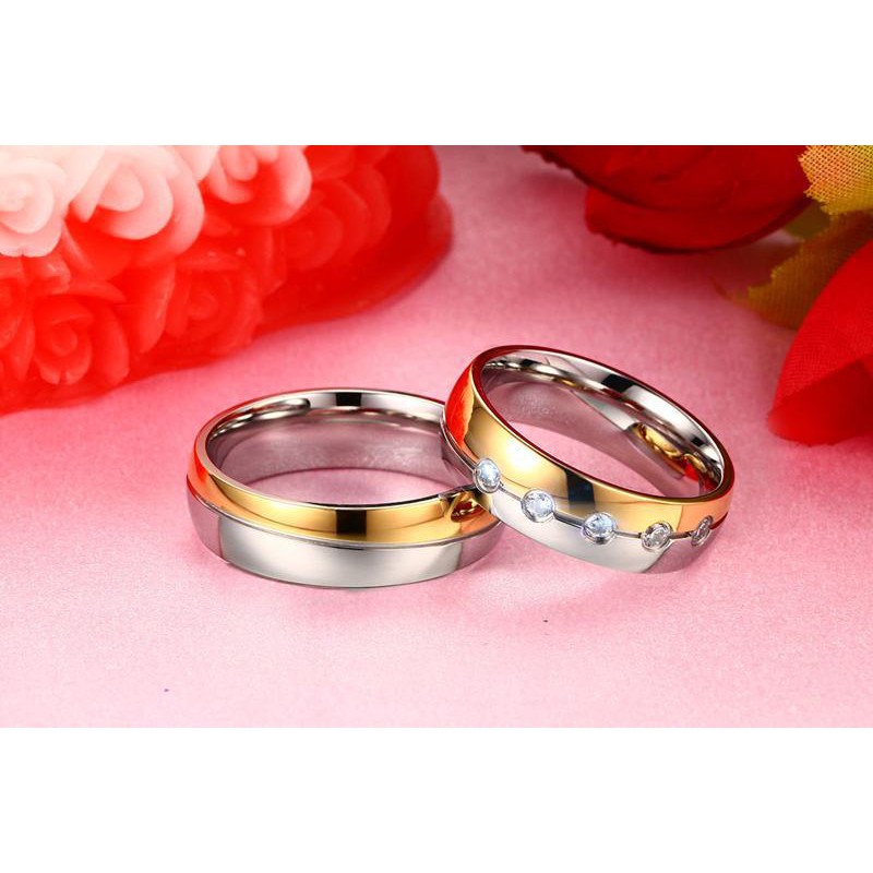 [NEW] Cincin Couple / Tunangan / Nikah / Pasangan / Titanium Gold unik dan elegant C086