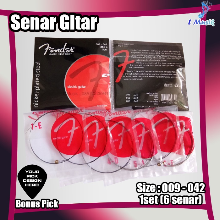 SENAR GITAR FENDER 009-042 BLACK SERIES GUITAR STRINGS(LOKAL PREMIUM) - FENDER ORIGINAL NICKEL WOUND GUITAR STRINGS