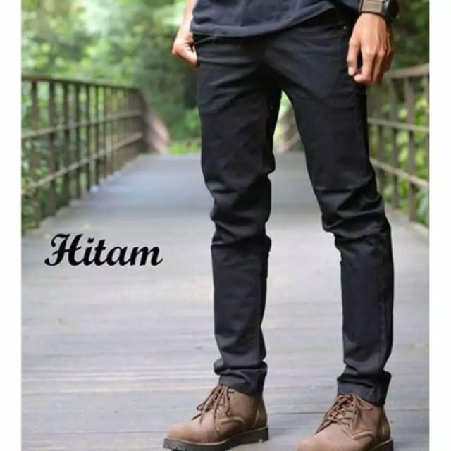 CELANA CHINO Panjang pria Slimfit KERJAHARIAN Santai Casual Formal Hitam Abu Cream Mocca Size 27-38