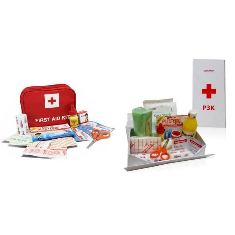 kotak P3K onemed first aid kit merah kain putih box isi lengkap mobil rumah pertolongan pertama pada