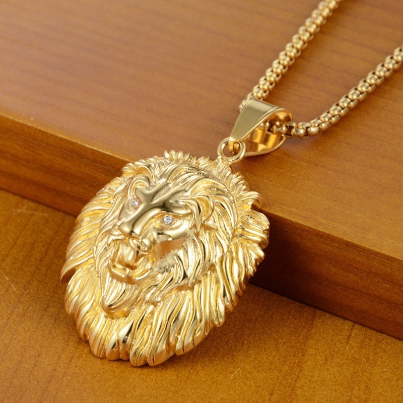 Fashion Pria Retro Mendominasi Lion Shape Liontin Kalung/Aksesoris Perhiasan Pesta