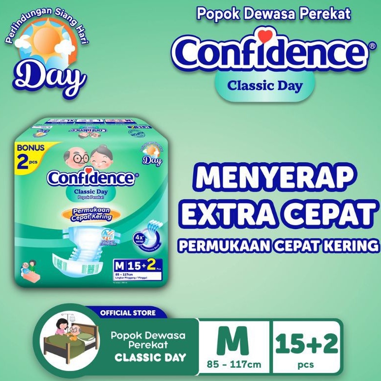 Confidence Adult Classic Day M 15's -popok dewasa-lapisan penyerap-pampers dewasa-pampers confidence