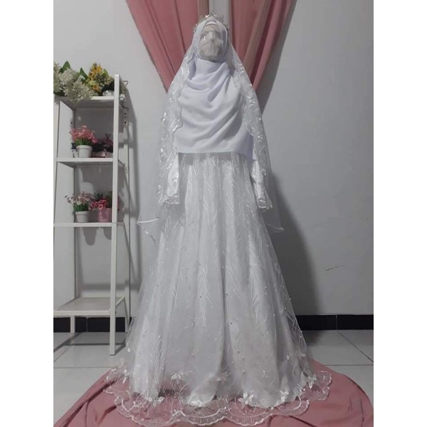 gaun syari akad putih ndahlia hijab
