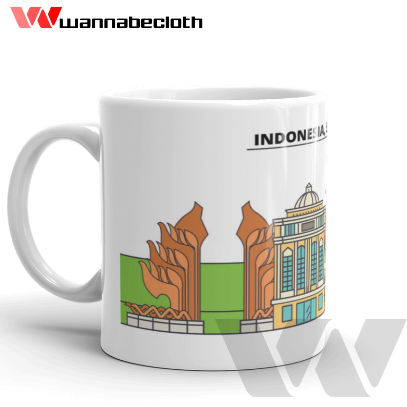Gelas Surabaya Mug Surabaya Mug Kota Indonesia Oleh-Oleh Souvenir Mug Wisata Indonesia Mug Surabaya