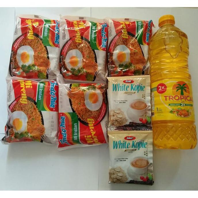 

Terlaris# Paket 10 (Indomie Goreng 5Pc,Boaz White Coffe 1Renceng ,Tropical 1L 1)