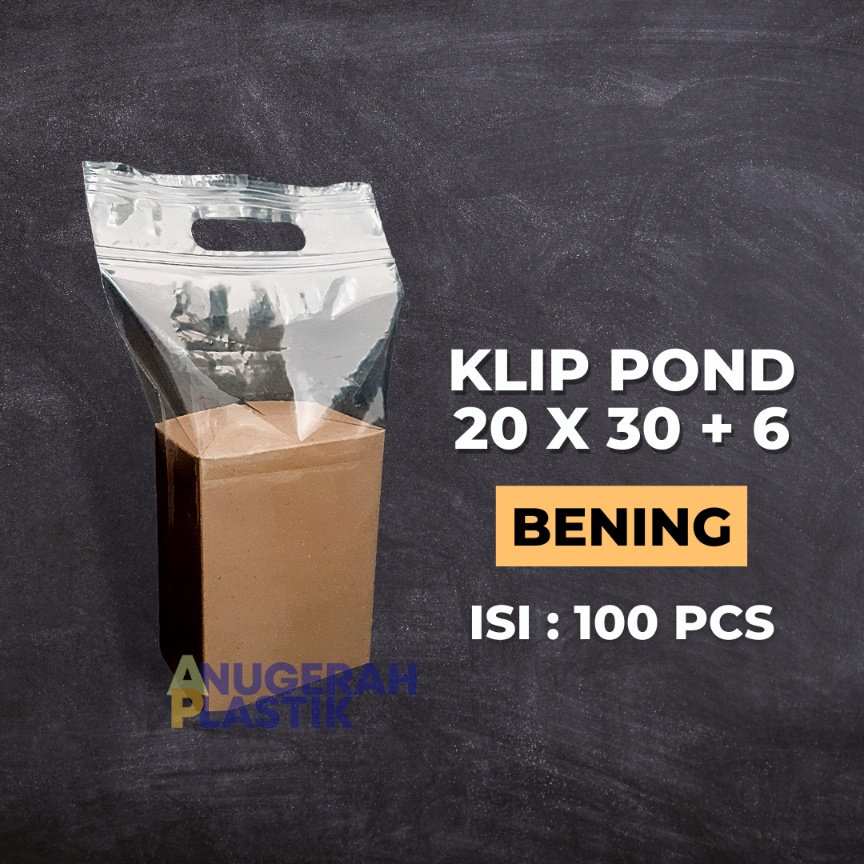 

Plastik Klip Pond Bening Uk 20x30+6 Cm/ Ziplock Pegangan 20x30/ Klip Baju