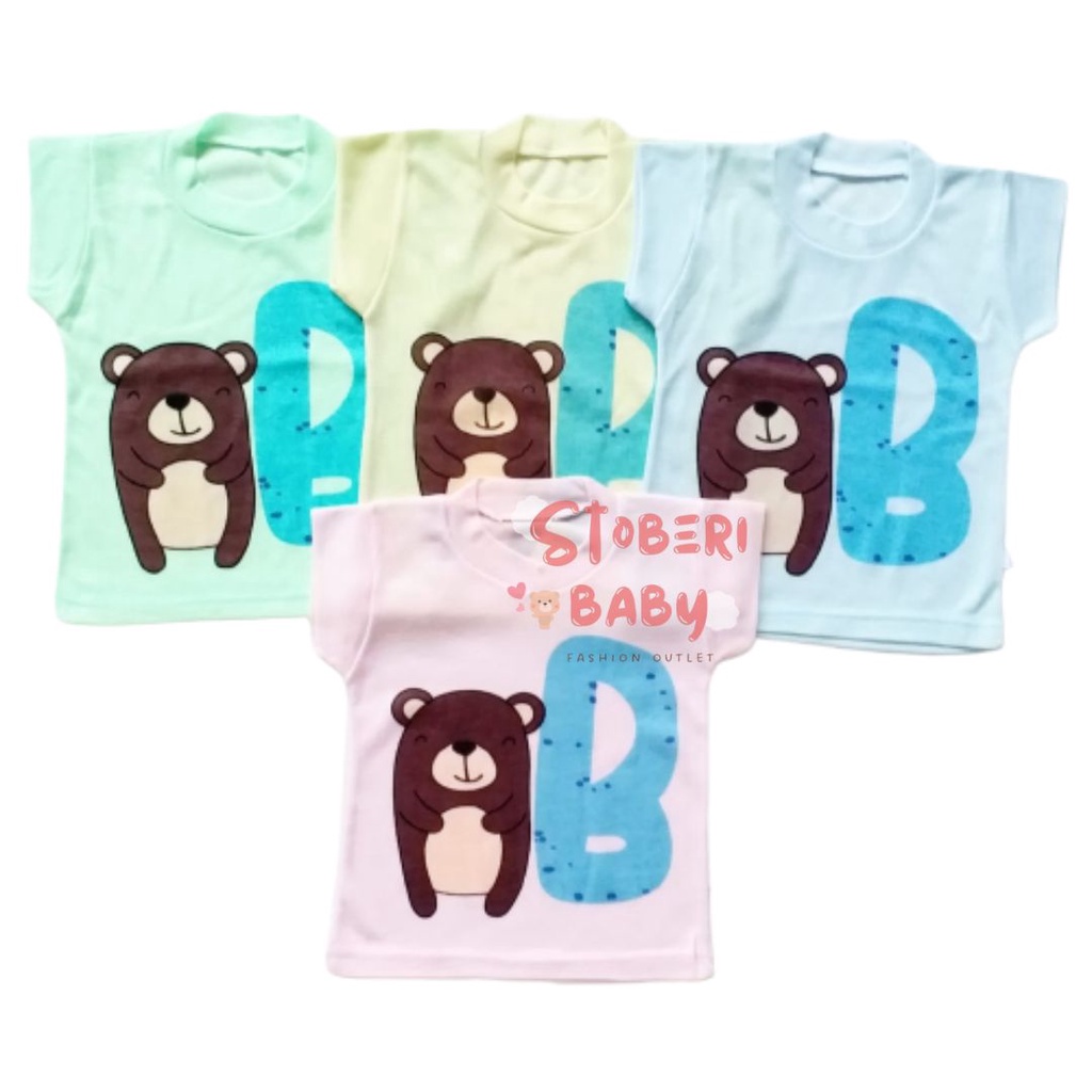 stoberi baby - KAOS WARNA ONECK ALPHABET ANAK kaos dalam oblong anak laki2 dan perempuan newborn-4thn