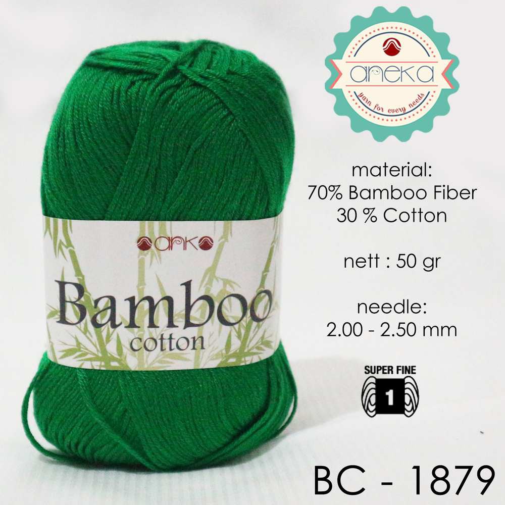 Benang Rajut Katun Bambu / Bamboo Cotton Yarn 3 - 1879 Hijau