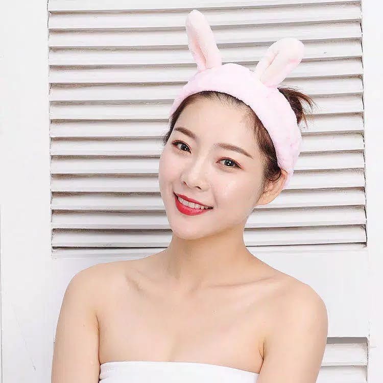 Bandana Model Telinga Kelinci Lucu Lembut Wanita/Bando Rambut Mandi Gaya Korea Bando Fashion (VC)