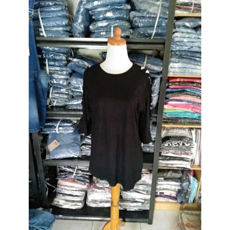 (LD 108cm) XL XXL BIG Selina Hitam ATASAN BIGSIZE PAKAIAN WANITA BIGSIZE